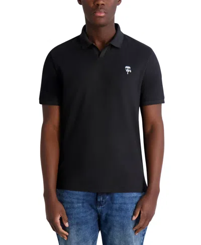 Karl Lagerfeld Men's Regular-fit Karl Head Pique Polo Shirt In Black