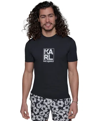 Karl Lagerfeld Men's Regular-fit Logo Graphic Rash Guard In Black