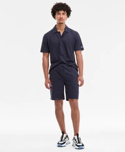 Karl Lagerfeld Men's Regular-fit Open-weave Jacquard 8-1/2" Shorts In Blue