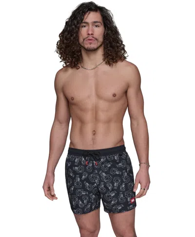 Karl Lagerfeld Men's Regular-fit Quick-dry 5" Swim Trunks With Boxer Brief Liner In Karl Doll