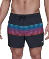 Karl Lagerfeld Men's Regular-fit Quick-dry 5" Swim Trunks With Boxer Brief Liner In Multi Stripe