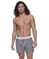Karl Lagerfeld Men's Regular-fit Quick-dry 5" Swim Trunks With Boxer Brief Liner In Stripe