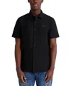 Karl Lagerfeld Men's Regular-fit Solid Textured Button-down Shirt In Black