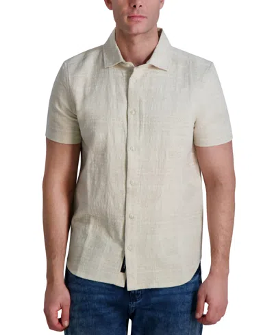 KARL LAGERFELD MEN'S REGULAR-FIT TEXTURED GEOMETRIC BUTTON-DOWN SHIRT