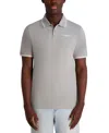 Karl Lagerfeld Paris Stripe Tipped Stretch Cotton Polo In Gray