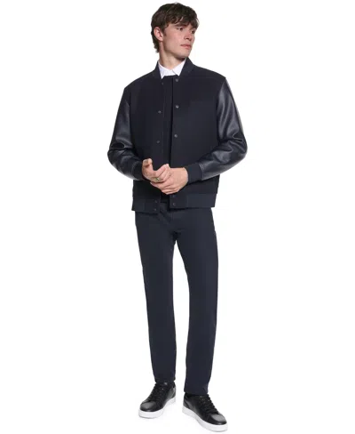 Karl Lagerfeld Men's Regular-fit Script-logo Bomber Jacket In Black
