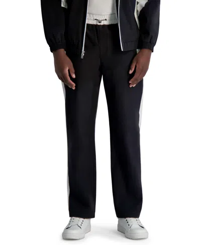 Karl Lagerfeld Men's Relaxed Fit Color Block Track Pants In Black