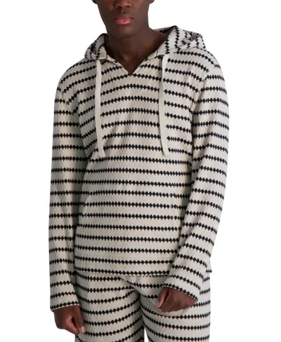 Karl Lagerfeld Men's Relaxed Fit Long Sleeve Jacquard Striped Hoodie In Brown