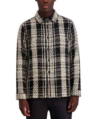 Karl Lagerfeld Men's Relaxed Fit Plaid Button-front Jacket In Black,white