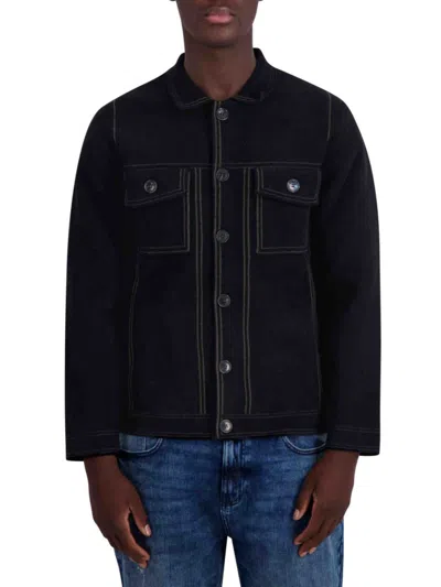 Karl Lagerfeld Men's Relaxed Fit Shirt Jacket In Black