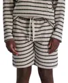 Karl Lagerfeld Men's Relaxed Fit Textured Wavy Striped 8.5" Shorts In Tan