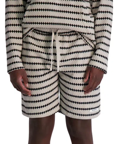 Karl Lagerfeld Men's Relaxed Fit Textured Wavy Striped 8.5" Shorts In Tan