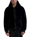 Karl Lagerfeld Men's Faux Fur Regular Fit Reversible Hooded Bomber Jacket In Black