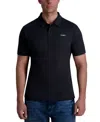 Karl Lagerfeld Men's Ribbed Logo Polo Shirt In Black