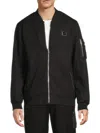 Karl Lagerfeld Men's Ripstop Baseball Collar Bomber Jacket In Black