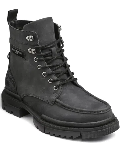 Karl Lagerfeld Men's Round Toe Work Boots In Black