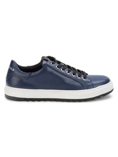 Karl Lagerfeld Men's Sawtooth Leather Sneakers In Navy