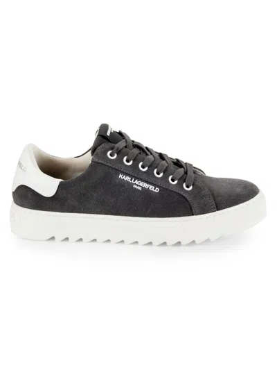 Karl Lagerfeld Men's Sawtooth Suede Sneakers In Grey