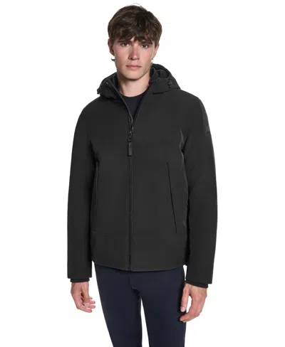 Karl Lagerfeld Men's Sherpa-lined Hooded Softshell Jacket In Black
