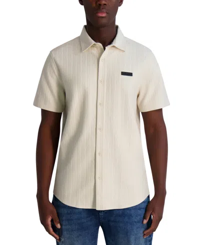 Karl Lagerfeld Men's Short Sleeve Button Front Shirt In Brown