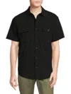 Karl Lagerfeld Men's Short Sleeve Cargo Pocket Shirt In Black