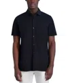 Karl Lagerfeld Paris Short Sleeve Knit Button-up Shirt In Black