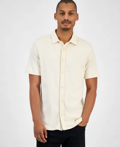 Karl Lagerfeld Men's Short Sleeve Collared Knit Button Front T-shirt In Brown