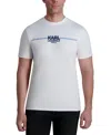 Karl Lagerfeld Men's Short Sleeve Crewneck Racing Stripe Logo T-shirt In White