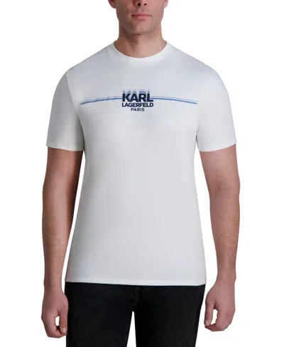 Karl Lagerfeld Men's Short Sleeve Crewneck Racing Stripe Logo T-shirt