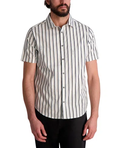 KARL LAGERFELD MEN'S SHORT SLEEVE STRIPED BUTTON-FRONT SHIRT