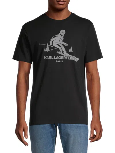 Karl Lagerfeld Men's Skiing Logo Graphic T-shirt In Black
