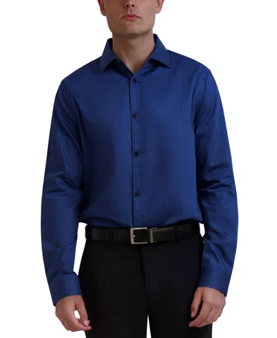 Karl Lagerfeld Men's Slim-fit Chevron Stripe Dress Shirt In Blue Black