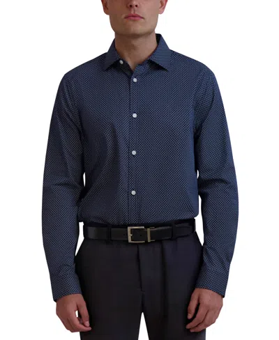 Karl Lagerfeld Men's Slim-fit Geo-print Dress Shirt In Blue