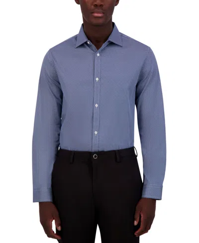 Karl Lagerfeld Men's Slim-fit Geo-print Dress Shirt In Blue White