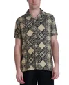 Karl Lagerfeld Slim Fit Short Sleeve Button-up Shirt In Tan Multi