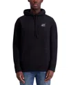 Karl Lagerfeld Men's Slim Fit Heavyweight Fleece Signature Logo Hoodie In Navy