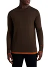 Karl Lagerfeld Men's Slim Fit Logo Wool Blend Sweater In Dark Brown