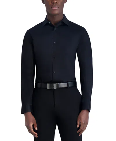 Karl Lagerfeld Men's Slim-fit Sateen Woven Shirt In Black