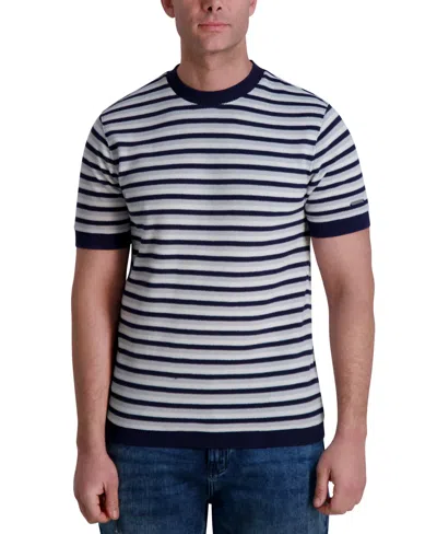 Karl Lagerfeld Men's Slim Fit Short Sleeve Crewneck Striped T-shirt In Navy Multi