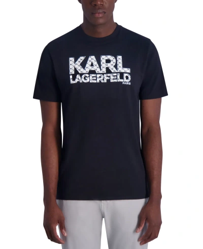Karl Lagerfeld Men's Slim Fit Short-sleeve Monogram Logo Graphic T-shirt In Black