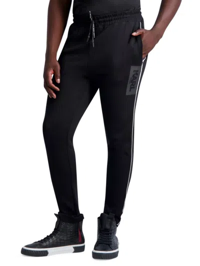 Karl Lagerfeld Men's Slim Fit Side Piping Track Pants In Black