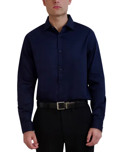 Karl Lagerfeld Men's Slim-fit Solid Satin Dress Shirt In Navy