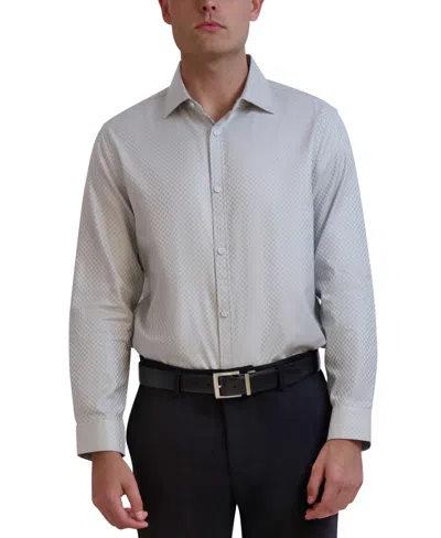 Karl Lagerfeld Men's Slim-fit Textured Dobby Dress Shirt In White Blue
