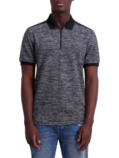 Karl Lagerfeld Men's Slubbed Knit Polo In Grey