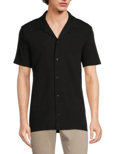 Karl Lagerfeld Men's Solid Camp Shirt In Black
