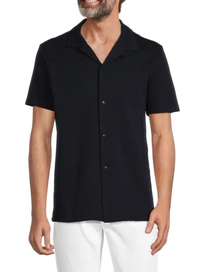 Karl Lagerfeld Men's Solid Camp Shirt In Navy