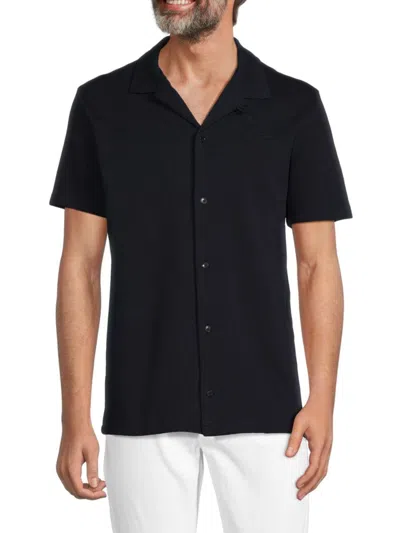 Karl Lagerfeld Men's Solid Camp Shirt In Black