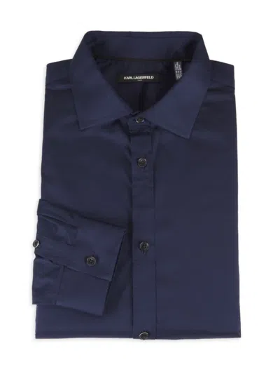 Karl Lagerfeld Men's Solid Dress Shirt In Navy