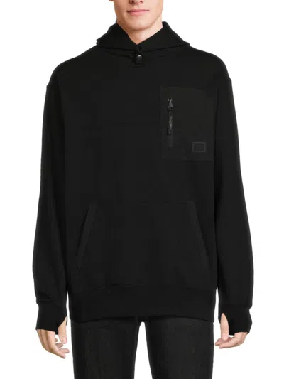 Karl Lagerfeld Men's Solid Hoodie With Chest Pocket In Black