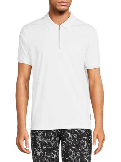 Karl Lagerfeld Men's Solid Zip Up Polo In White